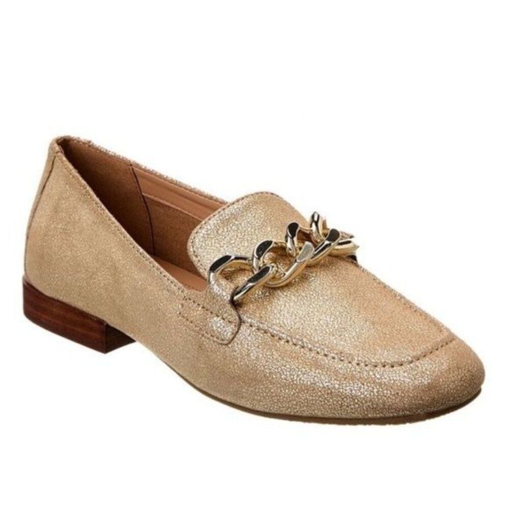 Donald Pliner Bethany Leather Loafer, In Pale Gold Size 6.5 - Picture 12 of 12